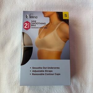 Felina Women's  2 Pack Side Smoothing Bra Multi Color NWT Size Small Black Nude